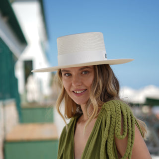 Sombrero Canotier Blanco PADUA Panamá - Raceu Hats