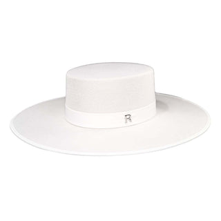 Sombrero Canotier Fieltro Lana Blanco BARI - Raceu Hats