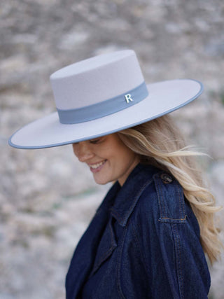 Sombrero Canotier Fieltro Lana Gris Perla BARI - Raceu Hats