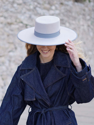 Sombrero Canotier Fieltro Lana Gris Perla BARI - Raceu Hats