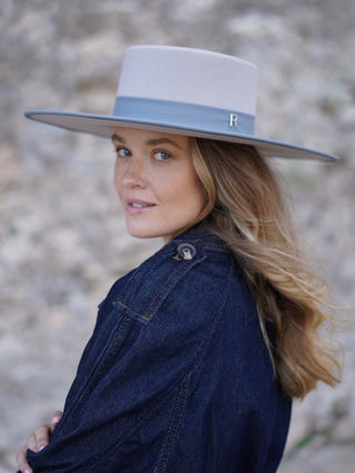 Sombrero Canotier Fieltro Lana Gris Perla BARI - Raceu Hats