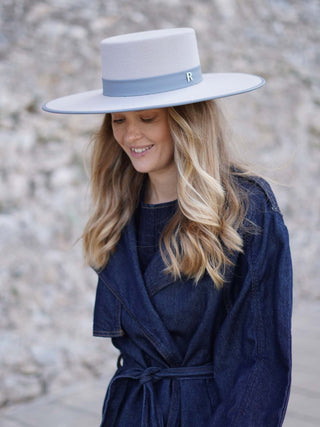 Sombrero Canotier Fieltro Lana Gris Perla BARI - Raceu Hats