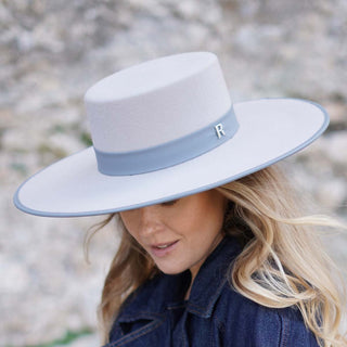 Sombrero Canotier Fieltro Lana Gris Perla BARI - Raceu Hats