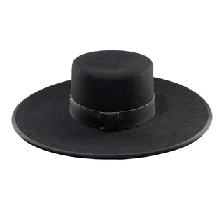 Sombrero Canotier Fieltro Lana Negro BARI - Raceu Hats