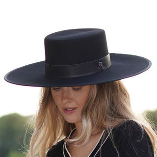 Sombrero Canotier Fieltro Lana Negro BARI - Raceu Hats