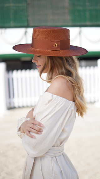 Sombrero Canotier PADUA Panamá color Caramel - Raceu Hats