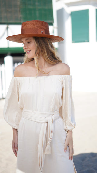 Sombrero Canotier PADUA Panamá color Caramel - Raceu Hats