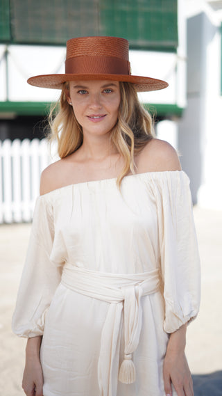 Sombrero Canotier PADUA Panamá color Caramel - Raceu Hats