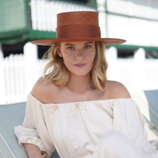 Sombrero Canotier PADUA Panamá color Caramel - Raceu Hats