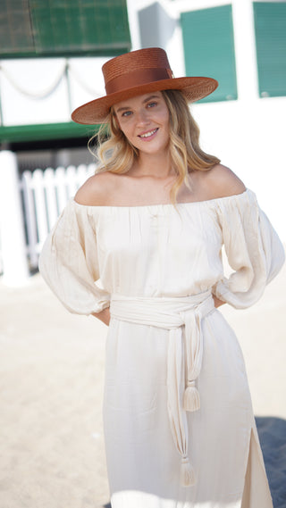 Sombrero Canotier PADUA Panamá color Caramel - Raceu Hats