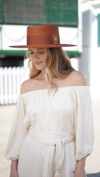 Sombrero Canotier PADUA Panamá color Caramel - Raceu Hats