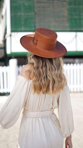 Sombrero Canotier PADUA Panamá color Caramel - Raceu Hats