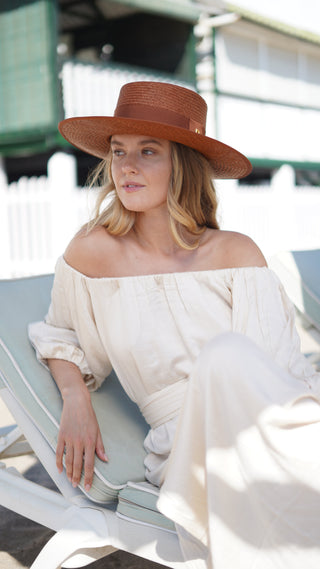 Sombrero Canotier PADUA Panamá color Caramel - Raceu Hats