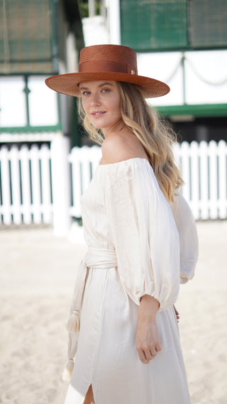 Sombrero Canotier PADUA Panamá color Caramel - Raceu Hats