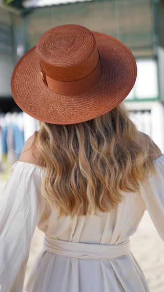 Sombrero Canotier PADUA Panamá color Caramel - Raceu Hats