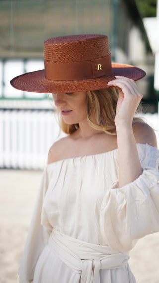 Sombrero Canotier PADUA Panamá color Caramel - Raceu Hats