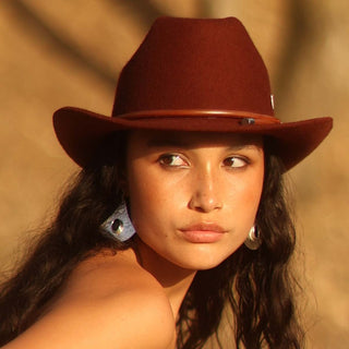 Sombrero Cowboy Mujer en Fieltro de Lana Terracota - KANSAS - Raceu Hats