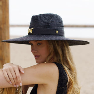 Sombrero Fedora Ala Ancha de Paja color Negro LEFKA - Raceu Hats