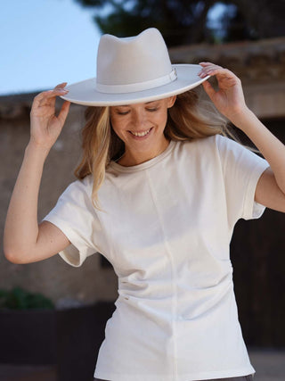 Sombrero Fedora Ala Intermedia Blanco MODENA - Raceu Hats