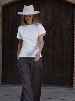 Sombrero Fedora Ala Intermedia Blanco MODENA - Raceu Hats