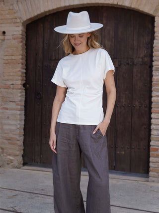 Sombrero Fedora Ala Intermedia Blanco MODENA - Raceu Hats