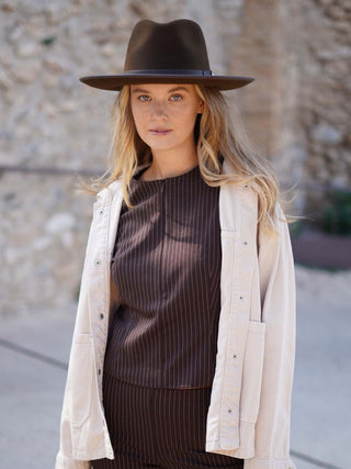 Sombrero Fedora Ala Rígida Marrón MODENA - Raceu Hats