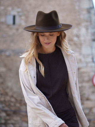 Sombrero Fedora Ala Rígida Marrón MODENA - Raceu Hats