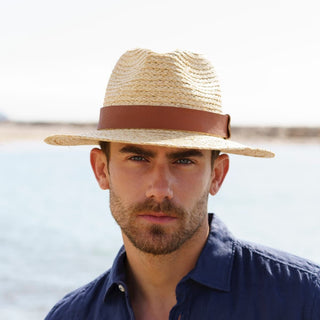 Sombrero Fedora Hombre Ala Corta Cinta Piel Marrón CHICAGO - Raceu Hats