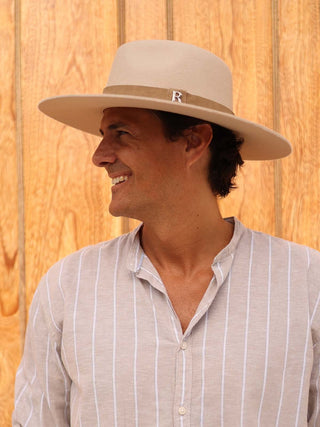Sombrero Fedora Hombre Ala Media Fieltro de Lana Beige BELFAST - Raceu Hats