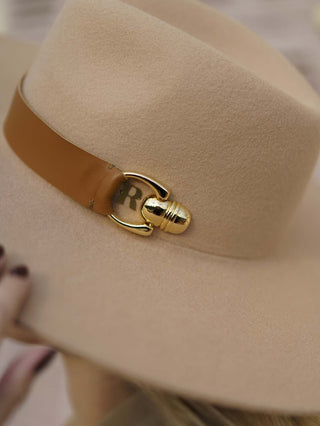 Sombrero Fedora Mujer Ala Ancha Fieltro de Lana Cinta Piel - Boston - Raceu Hats