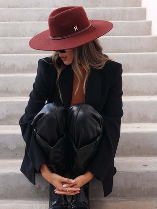 Sombrero Fedora Mujer Ala Ancha Fieltro de Lana Terracotta - MIRO - Raceu Hats