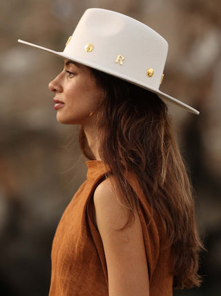 Sombrero Fieltro de Lana Ala Ancha Blanco Roto AURA - Raceu Hats