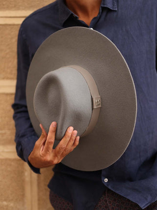 Sombrero Hombre Ala Ancha Fieltro de Lana Gris MIRO - Raceu Hats