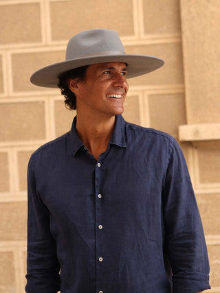 Sombrero Hombre Ala Ancha Fieltro de Lana Gris MIRO - Raceu Hats