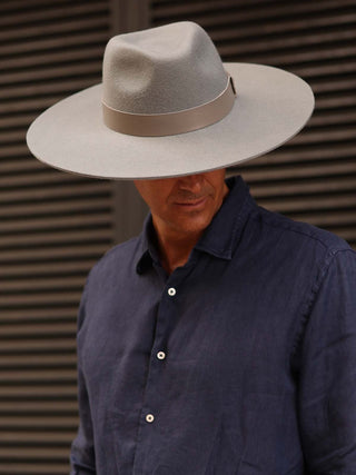 Sombrero Hombre Ala Ancha Fieltro de Lana Gris MIRO - Raceu Hats