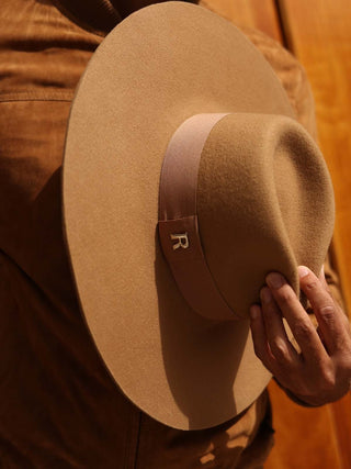 Sombrero Hombre Ala Ancha Fieltro de Lana Taupe MIRO - Raceu Hats