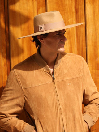 Sombrero Hombre Ala Ancha Fieltro de Lana Taupe MIRO - Raceu Hats