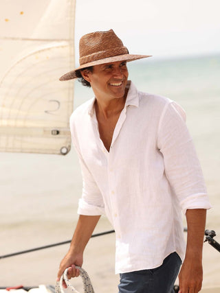 Sombrero Hombre Ala Media Paja de Trigo Marrón CALYPSO - Raceu Hats