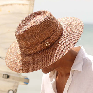 Sombrero Hombre Ala Media Paja de Trigo Marrón CALYPSO - Raceu Hats