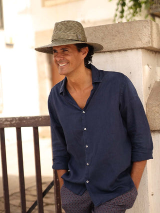 Sombrero Hombre Ala Media Paja de Trigo Oliva CALYPSO - Raceu Hats