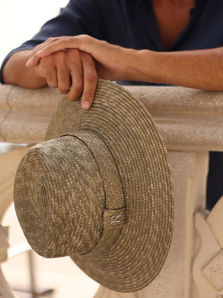 Sombrero Hombre Ala Media Paja de Trigo Oliva CALYPSO - Raceu Hats