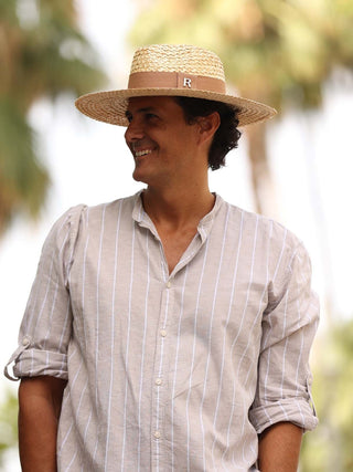 Sombrero Hombre Ala Media Paja Trenzada Natural BEIRUT - Raceu Hats