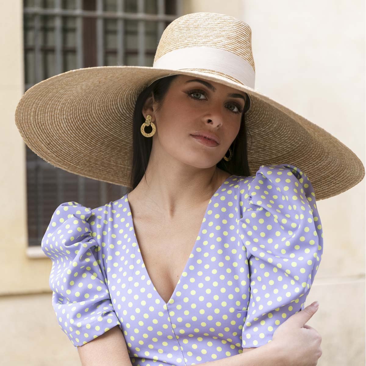 Extra Large Wide Brim Wedding Guest Hat with Beige Ribbon - Fedora Style Raceu Hats Extra Large Wide Brim Wedding Guest Hat with Beige Ribbon - Fedora Style Raceu Hats