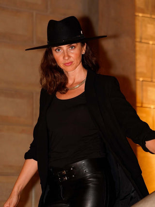 Sombrero Mujer Ala Ancha Fieltro de Lana Negro ALABAMA - Raceu Hats