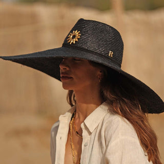 Sombrero Mujer Ala Extra Ancha Negro HELIOS - Raceu Hats