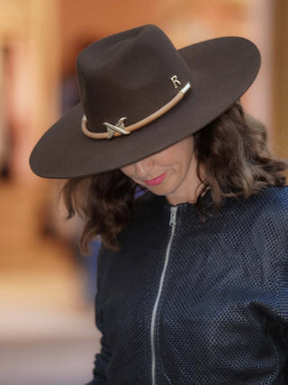 Sombrero Mujer Ala Intermedia Fieltro de Lana Marrón KENTUCKY - Raceu Hats
