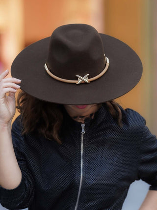Sombrero Mujer Ala Intermedia Fieltro de Lana Marrón KENTUCKY - Raceu Hats