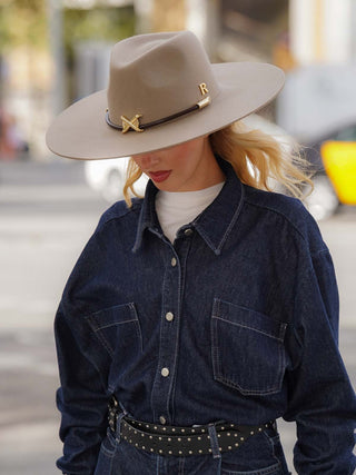 Sombrero Mujer Ala Intermedia Fieltro de Lana Moca KENTUCKY - Raceu Hats