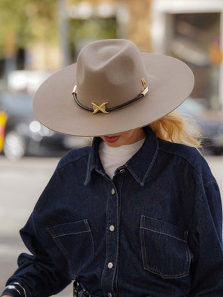 Sombrero Mujer Ala Intermedia Fieltro de Lana Moca KENTUCKY - Raceu Hats