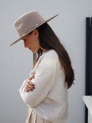 Sombrero Mujer Ala Media Fieltro de Lana Arena ONIX - Raceu Hats